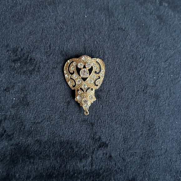 Vintage Art Nouveau Pendant Gold Filigree Rhinestones - Picture 7 of 7